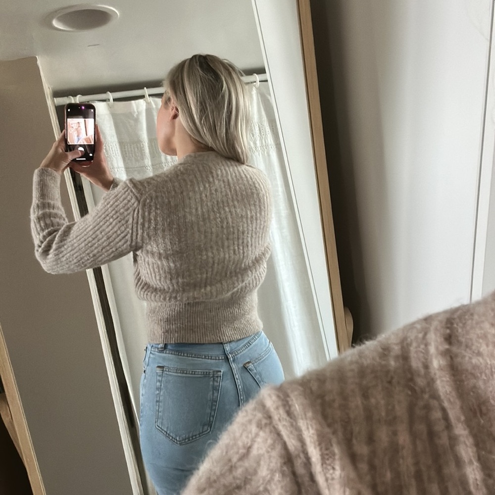 Oatmeal Taupe Rib Knit Cardigan: & Other Stories - Picture 3 of 6